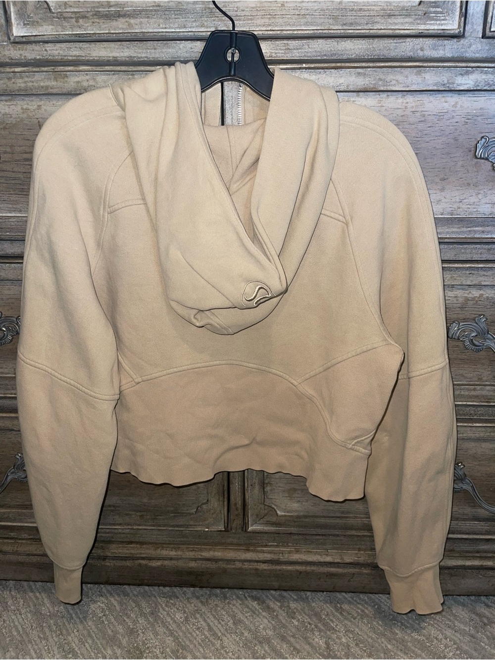 Lululemon Scuba Half-Zip Hoodie Cropped Sweatshirt in neutral beige color sz 4 - Picture 7 of 13